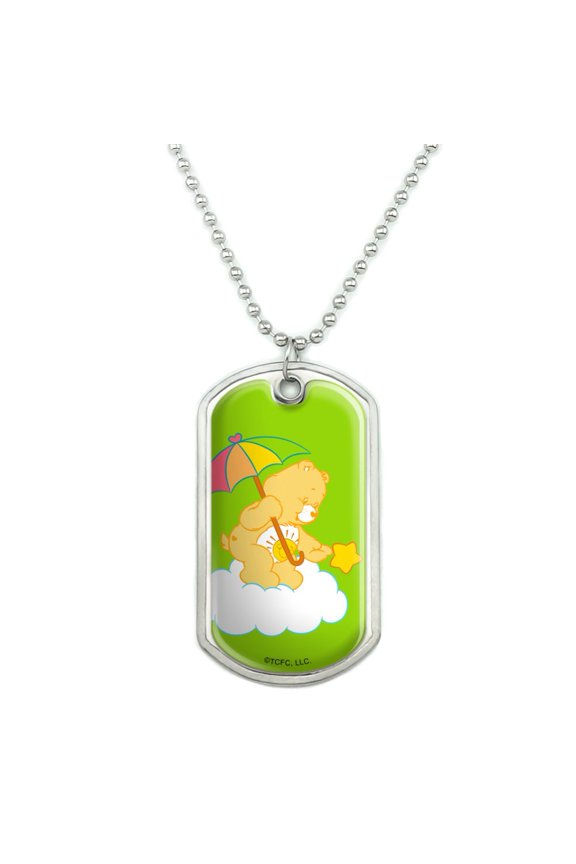 Care Bears Funshine Bear Military Dog Tag Pendant Necklace with Chain
