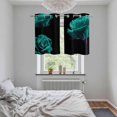 thumbnail image 5 of Teal Blue Rose Kitchen Curtains Small Short 39 Inch Length, Vintage Abstract Garden Flower Floral Black Bedroom Living Room Curtains, Light Filtering Cafe Curtain Drapes 2 Panels Set 55''x39'', 5 of 9