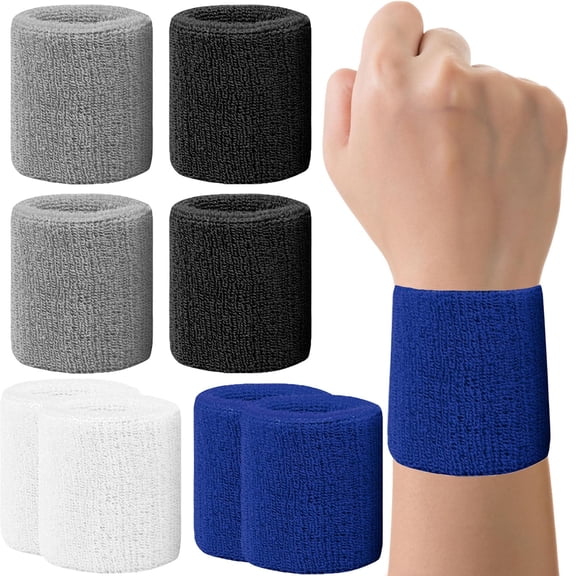 8 Pack Absorbent Cotton Wrist Sweatbands for Men & Women | Breathable Athletic Wrist Bands for Tennis, Basketball, Running & Sports