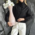 thumbnail image 4 of FRSASU Cropped Windbreaker Jacket for Women Stand Collar Button Up Short Coat with Side Pockets and Elastic Cuffs Black, 4 of 5