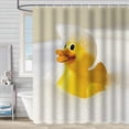 thumbnail image 1 of Cortina de ducha de poliéster lavable impermeable para niños con pato de goma de cartón clásico con ganchos de 72 x 72 pulgadas, 1 of 5