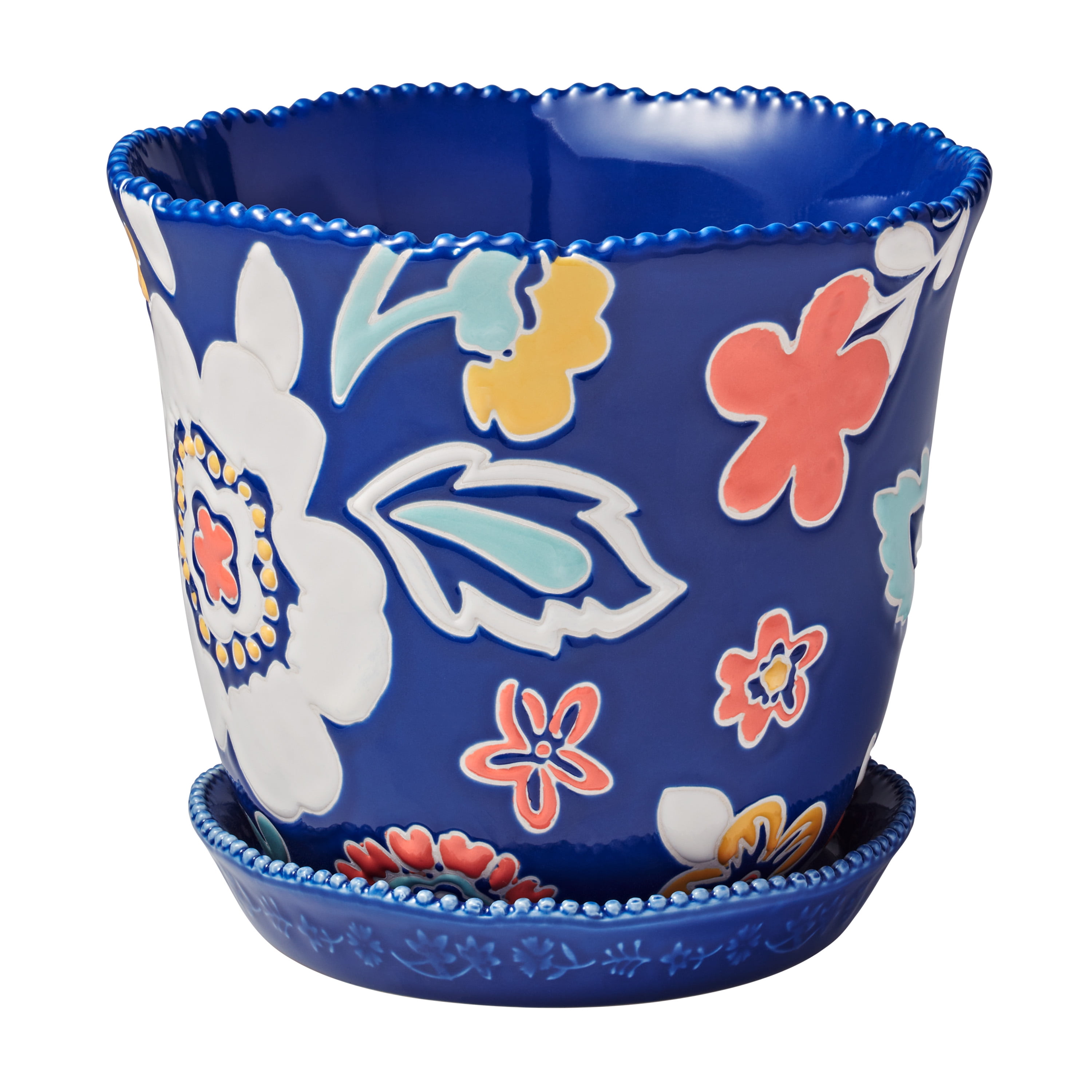 The Pioneer Woman Magic Meadows 8 in Round Ceramic Planter, Blue