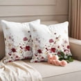 thumbnail image 2 of Red Spring Floral Outdoor Waterproof Pillow Covers, Elegant Pastoral Flowers Watercolor Decorative Square Throw Pillowcase Sofa Cushion Sham for Patio/Couch/Chair, 16"x16" 2 Pack, 2 of 8