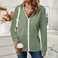 thumbnail image 2 of Women's Sports Hooded Jackets, Slim Fitting Zip up Light Weight Hoodie Sweatshirt Long Sleeve Basic Casual Wear Coats Green M, 2 of 6