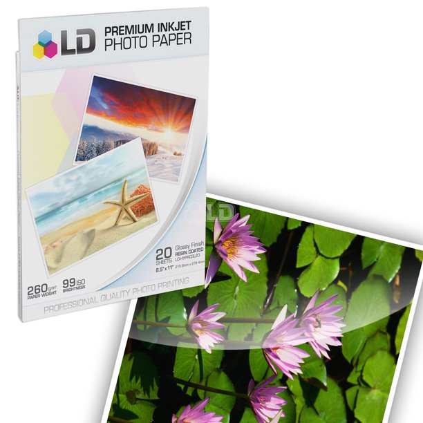 LD Premium Glossy Inkjet Photo Paper (8.5X11) 20 pack - Resin Coated ...