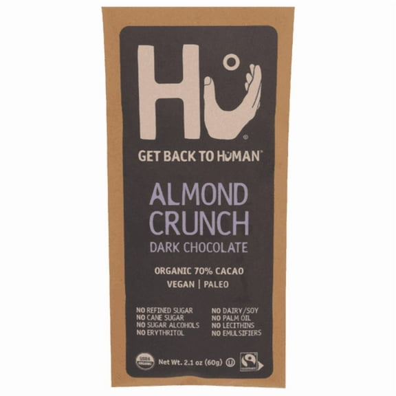 Hu Almond Crunch Organic Dark Chocolate Bar 2.1 oz - Pack of 2