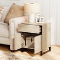 thumbnail image 3 of WAMPAT Modern Farmhouse End Table，1 Drawer & 1 Storage Cabinet with 2 Open Doors，Wood Rustic Sofa & Side Table for Living Room & Bedroom Nightstand, 3 of 8