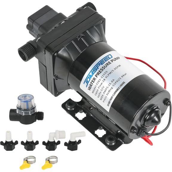 YIXUAN 5.0 GPM 12V DC 55 PSI Revolution Water Pump with Pressure Switch, for Camper, RV, Shower, Sprayer