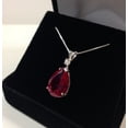 thumbnail image 1 of Beautiful 7.5ct Ruby & Moissanite Diamond Pendant Necklace Pear Cut Ruby Necklace teardrop July Gift Mom FiancÃ© ladies jewelry, 1 of 1