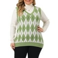 thumbnail image 1 of GRACE & GRANDEUR Chandail Sans Manches en Tricot à Col en V pour Femme Grande Taille4X Vert Pâle, 1 of 6