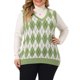 thumbnail image 1 of GRACE & GRANDEUR Suéter sin mangas de punto con cuello en V para mujeres de talla grande 2X Verde claro, 1 of 6