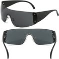 thumbnail image 3 of Gafas de sol AIEYEZO Y2K sin montura, modernas, envolventes, negras, 3 of 5