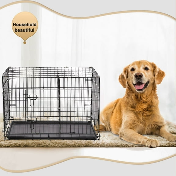 BestPet 42" Folding Dog Cage Pet Kennel Crate with Divider, Metal