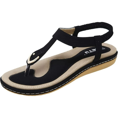 Women Dressy Summer Flat Roman Slip on Women s Open Toe Sandals Comfy Pluse Size Casual Outdoor Shoes