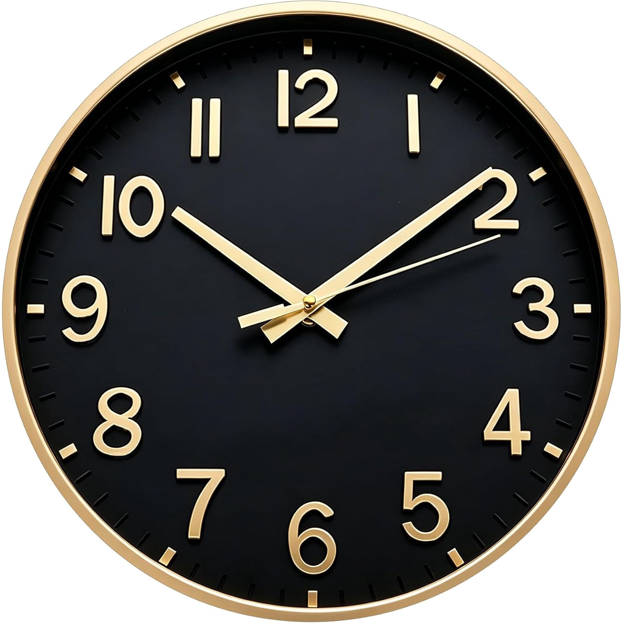 8 Inch Wall Clock Battery Operated Silent Non Ticking Black Modern