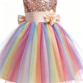 thumbnail image 6 of Toddler Girls Sparkly Sequin Rainbow Tulle Dress Soft Cotton Lining Flower Waist Princess Gown for Special Occasion Photoshoot Halloween, 6 of 8