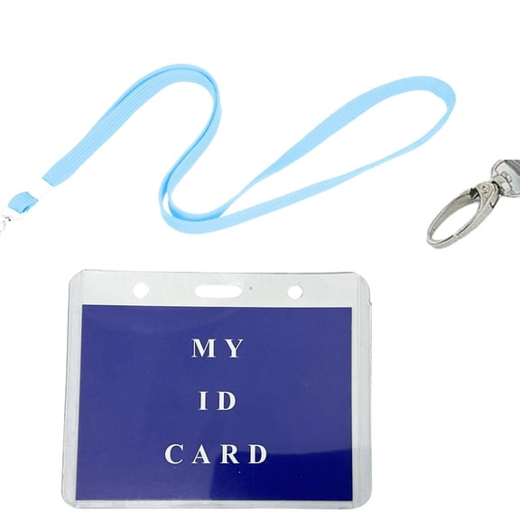 Clear Plastic ID Card Holder with Neck Lanyard:1CT