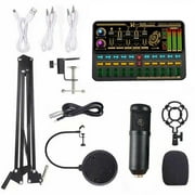 Anself Live SK500 Sound Card and BM800 Suspension Microphone Kit, Broadcasting Recording Set with Intelligent Voice Changer for Computers and Mobiles