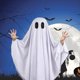 thumbnail image 2 of Disfraz de Halloween para niños y niñas, disfraz de capa de fantasma de algodón, disfraz de Casper espeluznante, suministro para fiesta de Halloween, 2 of 5