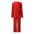 thumbnail image 5 of CILENON Womens Lounge Sets 2 Piece Outfits Women High Neck Set Casual Side Slit Knitted Sweater Pullover Top Wide Leg Pants 2 Piece Tracksuit Womens Casual Outfits Clothing Set for Women (Red,XL), 5 of 6