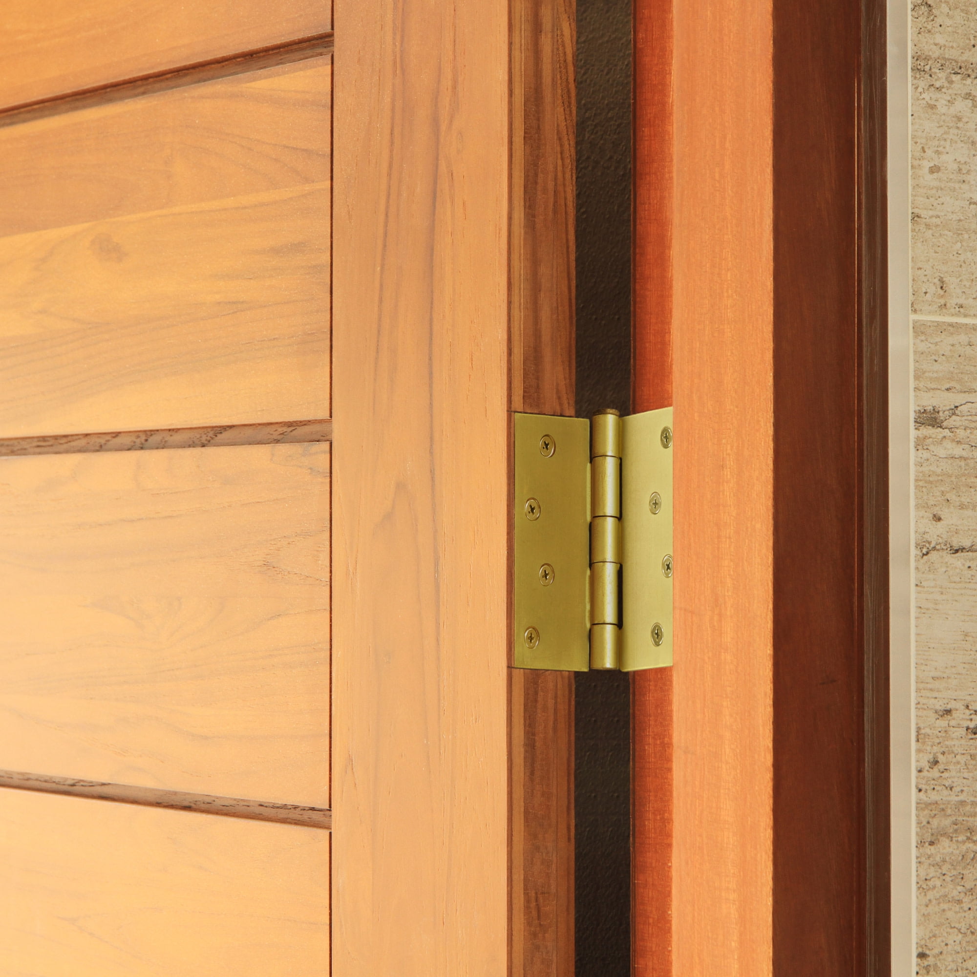 Design House 3-Pack 4" x .125" x 4" Square Butterfly Interior/Exterior Door Hinges, Satin Brass