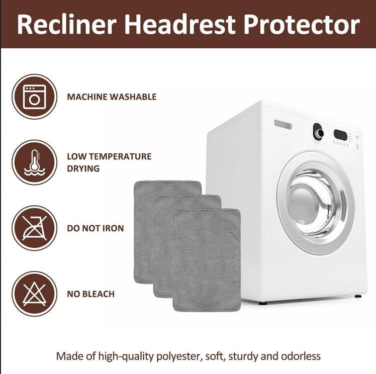 3 Pcs/Set Recliner Covers Armrest Covers for Recliner Chair with Storage Pockets Headrest Cover for Sofa Recliner Protector