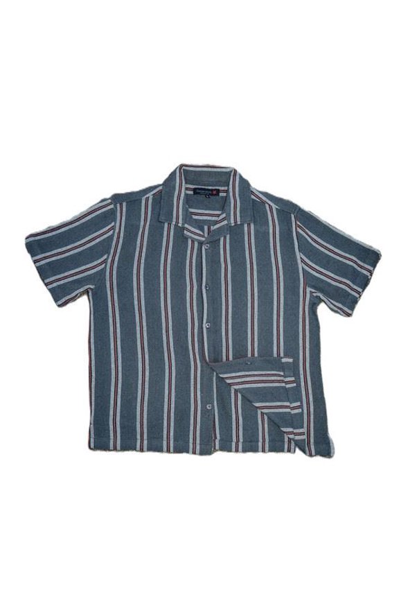 High Flyer Men's Textured Striped Shirt Short Sleeve Cotton Dark Gray