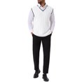 thumbnail image 2 of SUÉTER SIN MANGAS DE PUNTO DE CABLE DE COLOR SÓLIDO V-NECK PARA HOMBRES INSPIRAR CHIC L Blanco, 2 of 5