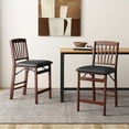 thumbnail image 2 of Gymax Folding Counter Height Chairs, Padded Seat, Rubber Wood Legs, Black/Brown (Set of 2), 2 of 8