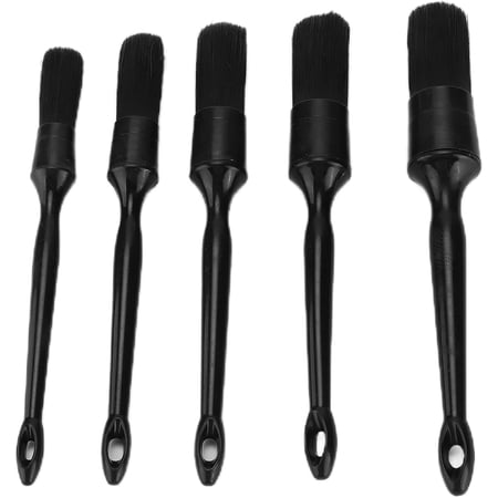 Auto Car Detailing Brush Set , 5PCS/Set Car Cleaning Detailing Brush Set Black Pure Mane Microfiber Microfilament Maintenance Tool Auto Parts