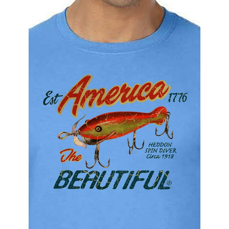 America The Beautiful Heddon Spin Diver Fishing Lure Adult T-Shirt in blue