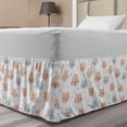 thumbnail image 1 of Cat Bed Skirt, Doodle Style Faces and Hearts Pet Theme, Elastic Bedskirt Dust Ruffle Wrap Around for Bedding Decor, 4 Sizes, Peach Blue Grey, by Ambesonne, 1 of 2