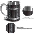 thumbnail image 3 of Nordic Viking Rune Beer Mugs - Large Oak Beer Mug - With 3D Resin - For Men, Father's Day Gift 550ml, 3 of 5