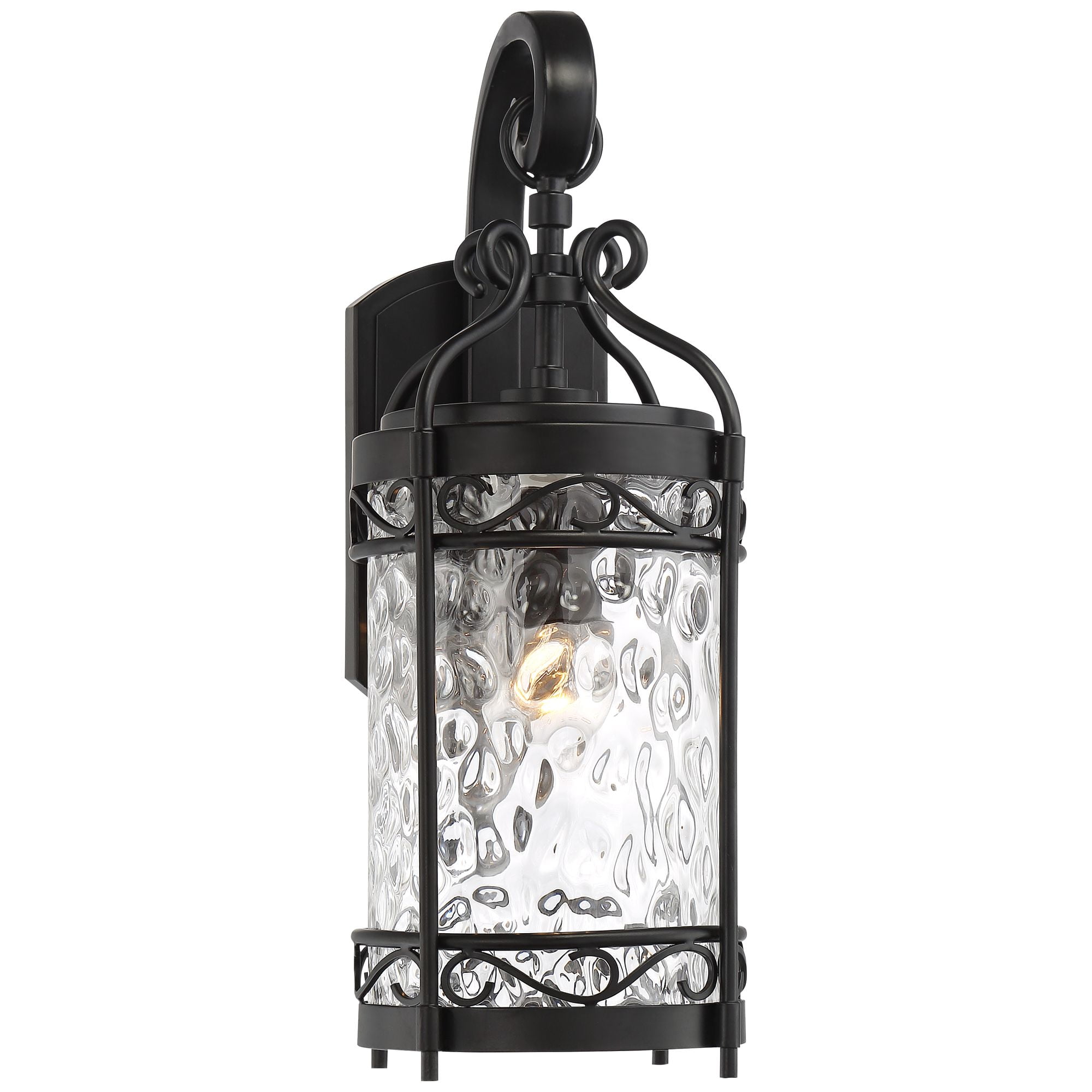 John Timberland Paseo Outdoor Vintage Wall Light Fixture Matte Black 19" Clear Hammered Glass for Post Exterior Barn Deck House Porch Yard Posts Patio