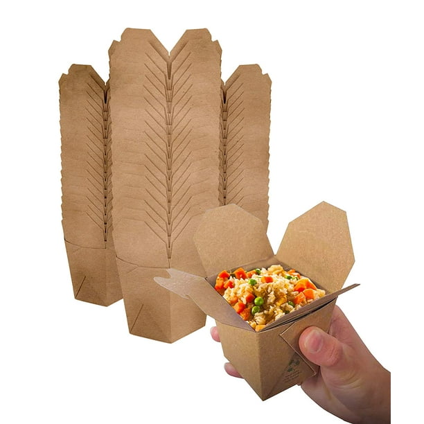Takeout Food Containers 8 Oz Microwaveable Kraft Brown Paper Mini