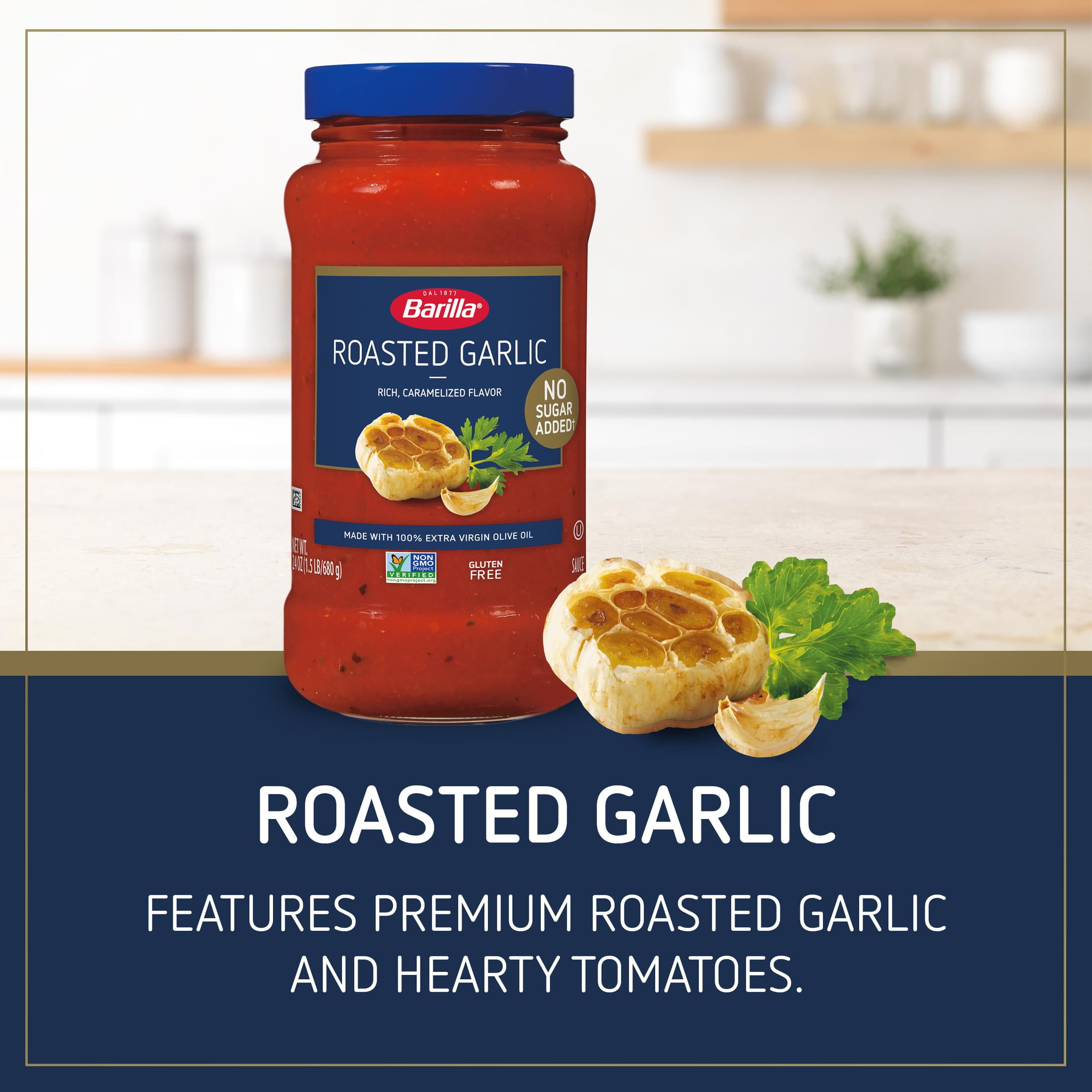 (2 pack) Barilla Pasta Sauce, Roasted Garlic, 24 oz., No Added Sugar, Gluten Free