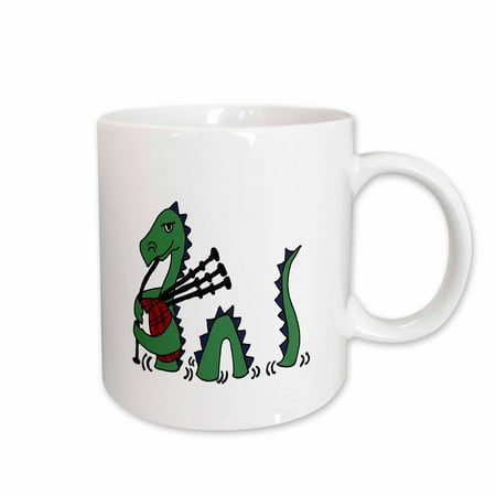 

3dRose Funny Loch ness Monster Playing the Bagpipes Ceramic Mug 11-ounce