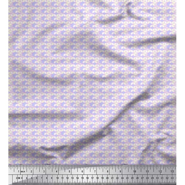 Soimoi Poly Georgette Fabric Geometric Cube Shirting Decor Fabric Printed Yard 42 Inch Wide