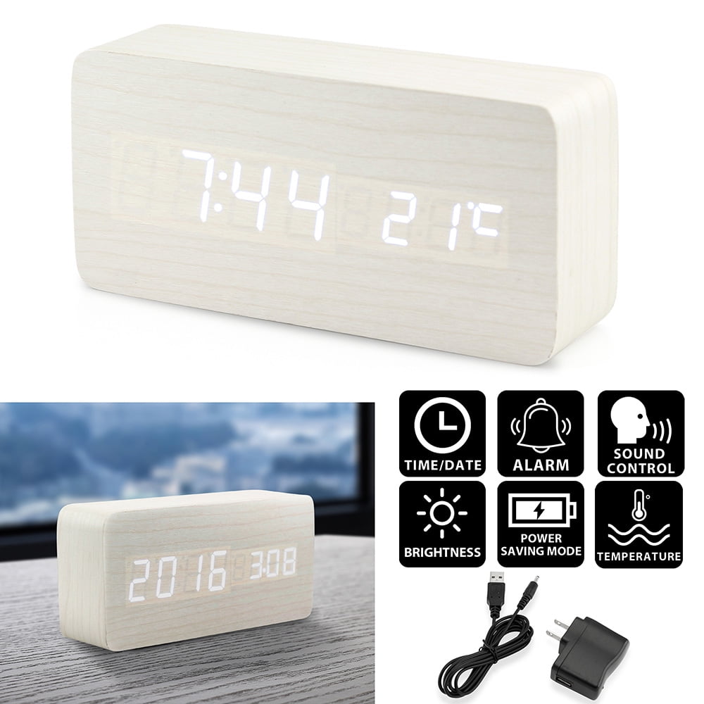 Westclox 22690 Retro Wood Grain LED Alarm Clock 0.6-Inch 