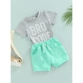 thumbnail image 3 of Toddler Baby Boy Letter Print Crew Neck Pullover T-Shirt Tops Pockets Short Pants Set 2Pcs Summer Clothes, 3 of 8