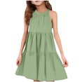 thumbnail image 1 of Tranfacy Robe d'Été pour Jeunes Filles, Robe Bohème pour Filles, Robe Mode pour Filles à Col Rond Sans Manches à Empiècements, Robe d'Été Décontractée Ludique et Confortable, 1 of 4