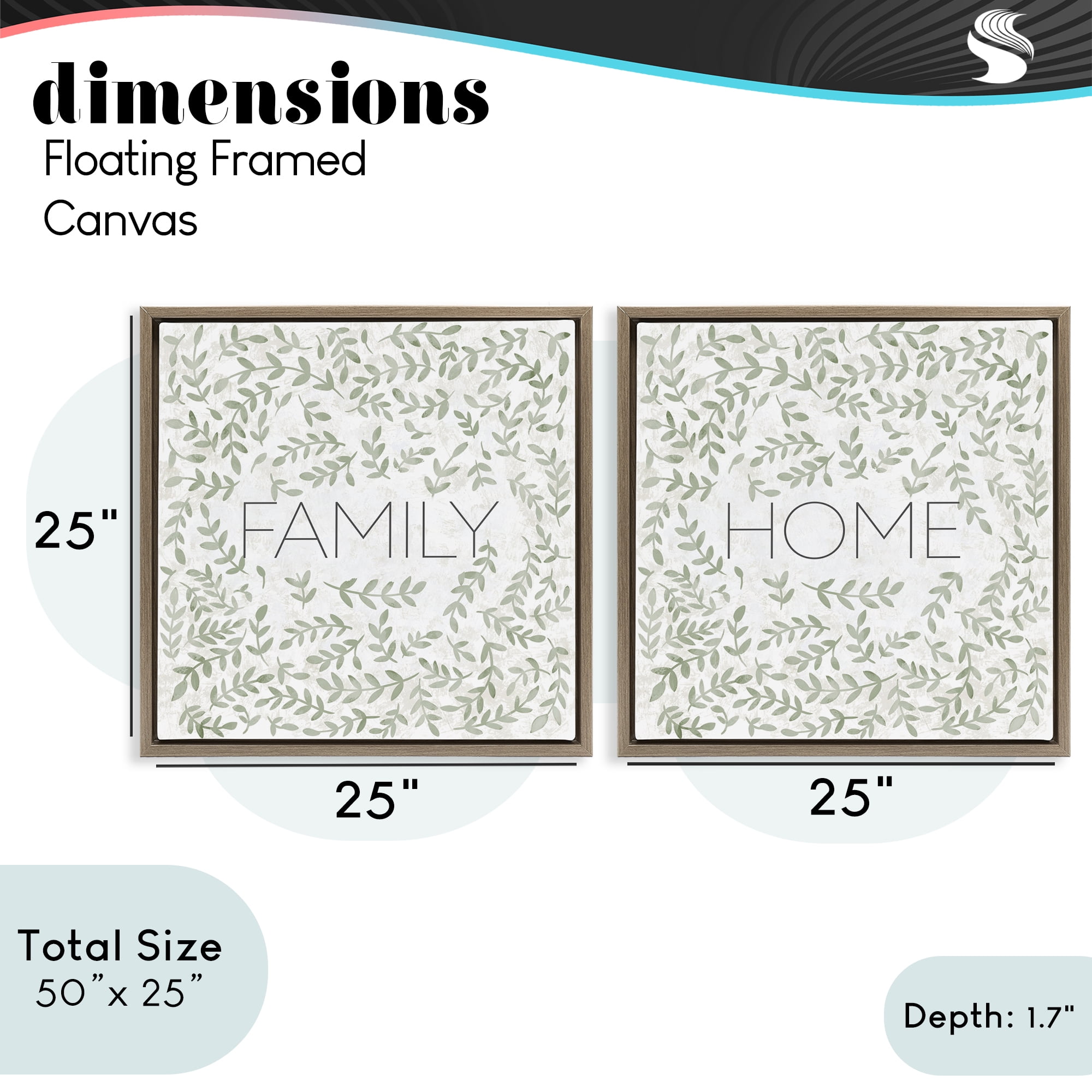 Stupell Industries Curved Ivy Sprigs Phrases 2 Piece Brown Framed Floater Canvas Set, design by SD Graphics Studio
