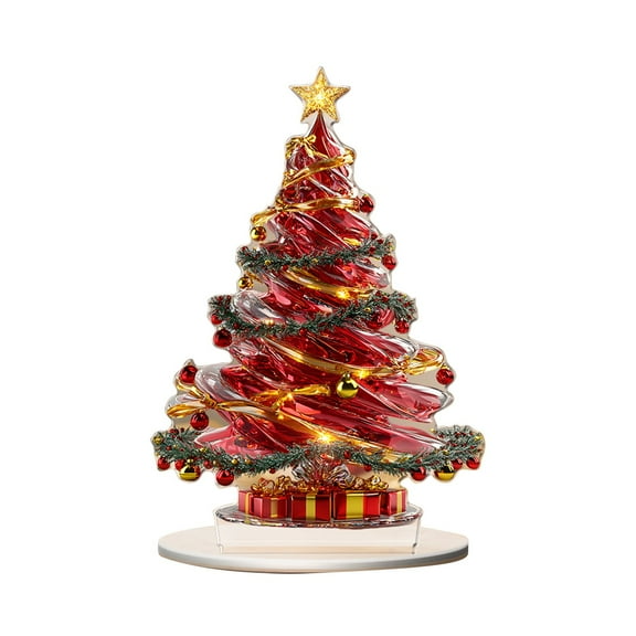 7.9"x5.4" Christmas Tabletop Decorations - Festive Home Accents - Acrylic Tree Ornaments - Seasonal Party Decorative Pieces - Merry Christmas Themed Display Items