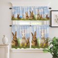 thumbnail image 3 of Kitchen Window Curtains Valance and Tier Set, Easter Cute Wild Rabbit with Egg Rod Pocket Tier Curtain Valance Set, Blue Sky Green Grass Light Filtering Cafe Curtains for Bedroom Living Room, 3 of 9