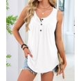 thumbnail image 5 of Women'S Flowy Tank Tops Summer Sleeveless Loose Fit Pleated Tunic Shirts White S, 5 of 9