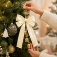 thumbnail image 4 of Hanging Ornament 12 Inch Vintage Bow with Gold Bells for Christmas Tree Door Wall Mantel Holiday Party Decor, 4 of 6