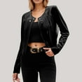 thumbnail image 2 of Fiaer,Womens Loose Fit Oversized Cropped Leather Jackets,Ladies Casual Trendy Long Sleeve Fringe Solid Color Lightweight Comfy Tops Black L, 2 of 4