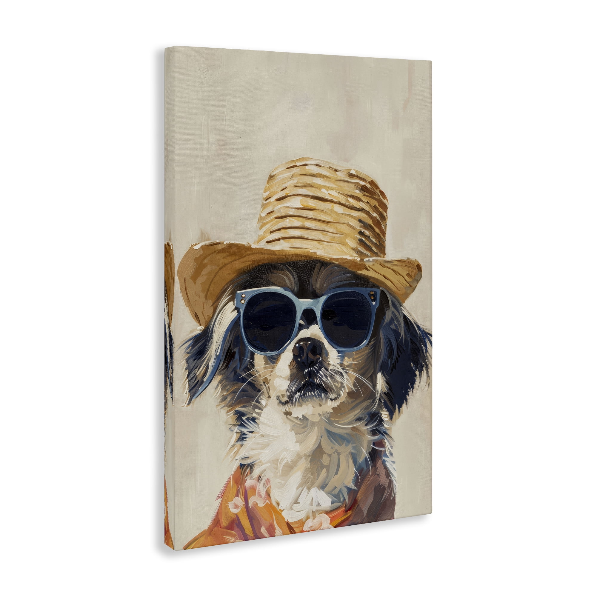 Stupell Industries Beach Vacation Pup Animals & Insects Painting Gallery Wrapped Canvas Art Print Wall Art, 24 x 36