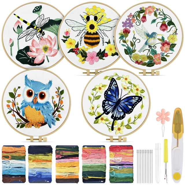 Kit de bordado TINDTOP para principiantes con tela de bordar y aros
