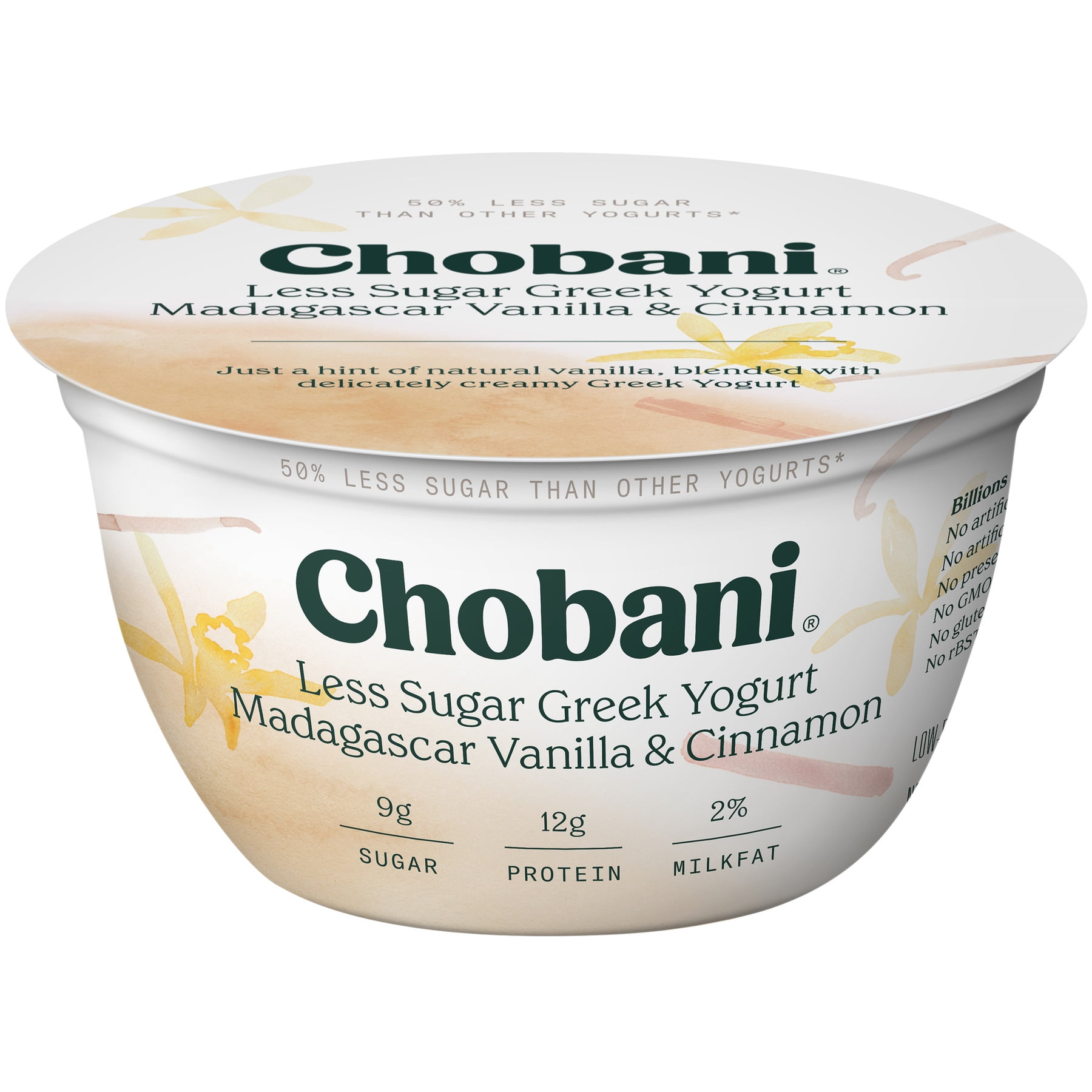 Chobani® Less Sugar Greek Yogurt, Madagascar Vanilla Cinnamon 5.3oz